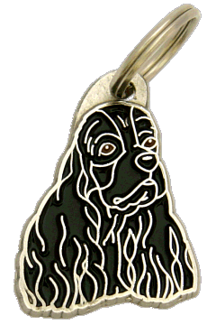 Cocker spaniel americano preto <br> (placa de identificação para cães, Gravado incluído)